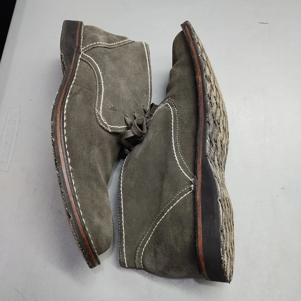 John Varvatos Chukka Boots Mens Size 11.5M Gray Contrast Topstitching Lace Up